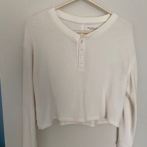 Abercrombie & Fitch waffle crop long sleeve with buttons